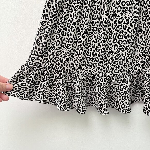 American Eagle Women's Mini Skirt XS High Waisted Leopard Print Ruffled Hem Tan - Picture 3 of 8